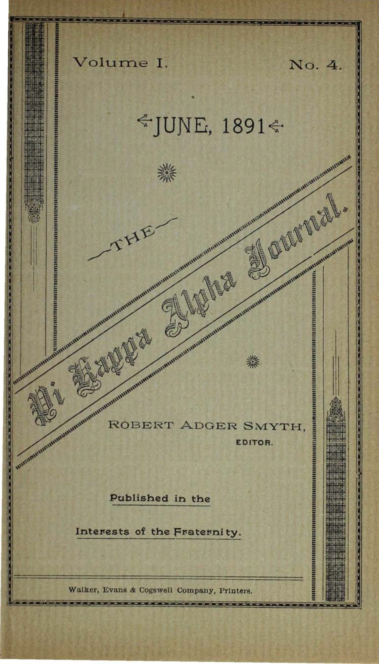 Journal of Pi Kappa Alpha, Vol. 1, No. 4, June 1891